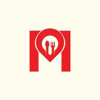 pin mapas e colher para ilustração vetorial de design de logotipo de cozinha de restaurante de ponto de comida vetor