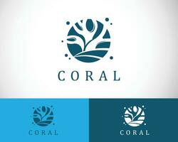 coral logotipo criativo círculo de praia emblema marca ilustração vetor