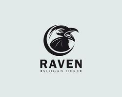 cabeça Raven logotipo criativo animal pássaro Preto vetor placa símbolo poder vôo