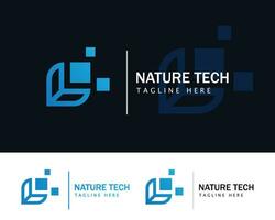 natureza tecnologia logotipo criativo emblema o negócio digital Projeto conceito linha marca minimalista vetor