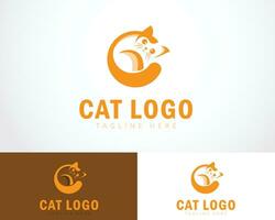 gato logotipo criativo animal Projeto emblema vetor cabeça animal Cuidado Comida animal