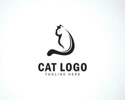 gato logotipo Projeto criativo animal cabeça Cuidado dignar Preto vetor