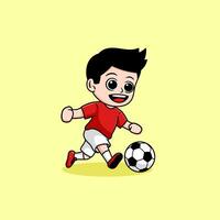 Garoto passes a bola futebol futebol desenho animado vetor