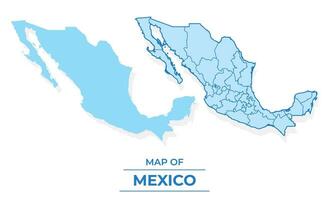 vetor México mapa conjunto simples plano e esboço estilo ilustração