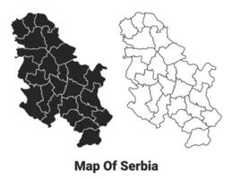 vetor Preto mapa do Sérvia país com fronteiras do regiões