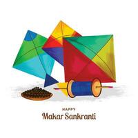 feliz Makar Sankranti festival fundo decorado com pipas Projeto vetor