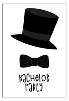 vetor ilustração para solteiro festa com chapéu e arco gravata em branco fundo