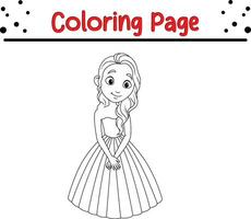 coloração página fofa pequeno Princesa vetor