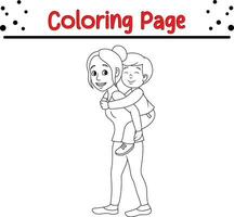 coloração página mãe abraçando dela filho vetor