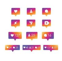ícones de redes sociais com gradiente de cor vetor