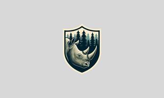 cabeça rinoceronte em floresta vetor logotipo Projeto