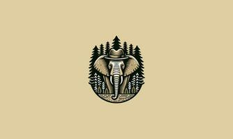 cabeça elefante vestindo chapéu em floresta vetor mascote Projeto