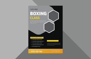 modelo de design de folheto de escola de boxe. design de folheto do cartaz de esportes de boxe. modelo a4, design de brochura, capa, folheto, cartaz, pronto para impressão vetor