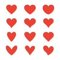 coração vermelho ícones definir. coleção do coração ilustrações, amor símbolo ícone definir, amor símbolo vetor. vetor