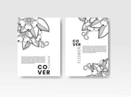cartão vintage com flores no fundo. capa do livro com textura de flor. linhas pretas sobre fundo branco. ilustração vetorial. vetor