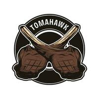 tomahawk bife vintage logotipo modelo vetor