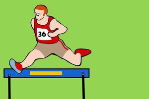 atleta de corrida pulando obstáculos vetor