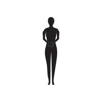 humano cheio corpo ícone ilustrações . Preto silhuetas do homens e mulheres em uma branco fundo. masculino e fêmea gênero. figura do humano corpo. vetor