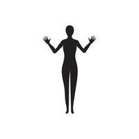 humano cheio corpo ícone ilustrações . Preto silhuetas do homens e mulheres em uma branco fundo. masculino e fêmea gênero. figura do humano corpo. vetor