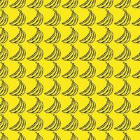 padrão de vetor de banana sem emenda. doodle vetor com ícones de banana em fundo amarelo. padrão de banana vintage, fundo de elementos doces para seu projeto, menu, cafeteria.
