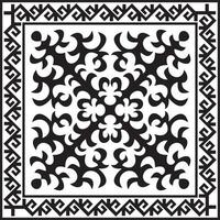 vetor Preto monocromático quadrado cazaque nacional ornamento. étnico padronizar do a povos do a ótimo estepe, .mongóis, quirguiz, Kalmyks, buryats