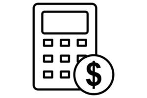 financeiro cálculos ícone. calculadora com dólar. ícone relacionado para finança. linha ícone estilo. elemento ilustração vetor