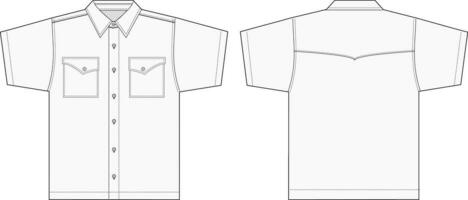 curto manga abotoar camisa vetor