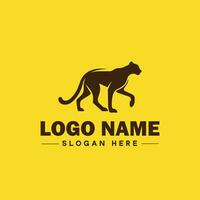 guepardo animal logotipo e ícone limpar \ limpo plano moderno minimalista o negócio e luxo marca logotipo Projeto editável vetor