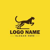 guepardo animal logotipo e ícone limpar \ limpo plano moderno minimalista o negócio e luxo marca logotipo Projeto editável vetor