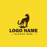 guepardo animal logotipo e ícone limpar \ limpo plano moderno minimalista o negócio e luxo marca logotipo Projeto editável vetor