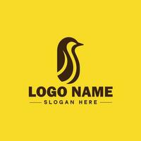 pinguim logotipo e ícone limpar \ limpo plano moderno minimalista o negócio e luxo marca logotipo Projeto editável vetor