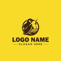 pinguim logotipo e ícone limpar \ limpo plano moderno minimalista o negócio e luxo marca logotipo Projeto editável vetor