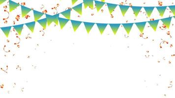 corda do azul e amarelo triangular bandeiras para aniversário, festa e feriado decoração elementos vetor