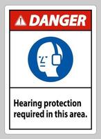 Proteção auditiva do sinal ppe de perigo necessária nesta área com o símbolo vetor