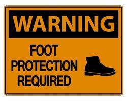 aviso de proteção para os pés necessária placa de parede em fundo branco vetor