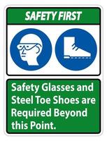 óculos de segurança e sapatos com biqueira de aço são necessários além deste ponto vetor