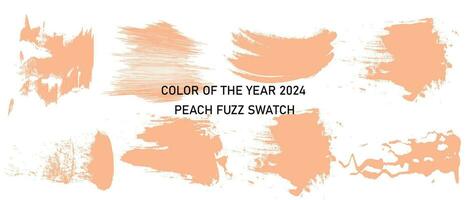 pêssego fofo. conjunto do aguarela vetor escova golpes do pêssego cor em a isolado fundo. na moda moda cor do 2024.