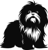 silhueta personagem shih tzu cachorro, fofa logotipo. vetor