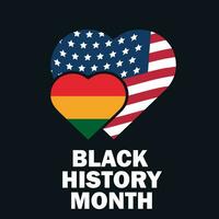 Preto história mês. africano americano história mês celebração. abstrato vermelho, amarelo, verde cor bandeira e americano bandeira em Preto papel fundo vetor