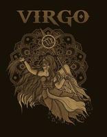 ilustração símbolo do zodíaco virgem com mandala vetor