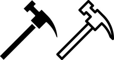 martelo ícone, sinal, ou símbolo dentro glifo e linha estilo isolado em transparente fundo. vetor ilustração
