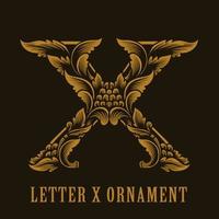 letra x logotipo vintage ornamento estilo vetor