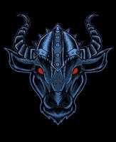 ilustração de cabeça de touro com capacete viking vetor