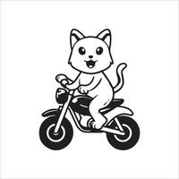 animal esboço para fofa gato em uma motocicleta vetor