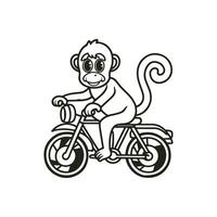 animal esboço para macaco em bicicleta vetor