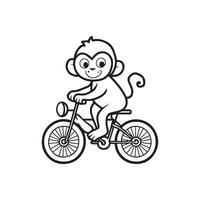 animal esboço para macaco em bicicleta vetor