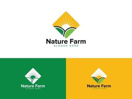 modelo de vetor de logotipo de fazenda da natureza