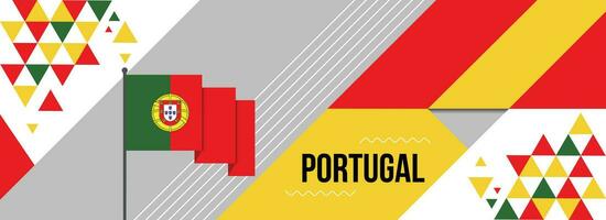 Portugal nacional ou independência dia bandeira Projeto para país celebração. bandeira do Portugal com moderno retro Projeto e abstrato geométrico ícones. vetor ilustração