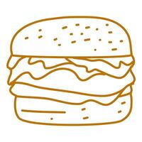 Hamburger doodle. hamburguer doodle. mão desenhado do hambúrguer. rabisco do Hamburger. velozes Comida rabisco elemento. vetor