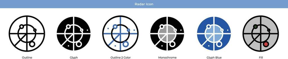 radar ícone conjunto vetor